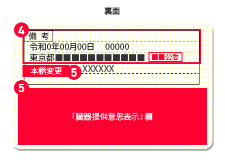 運転免許証 裏面の画像