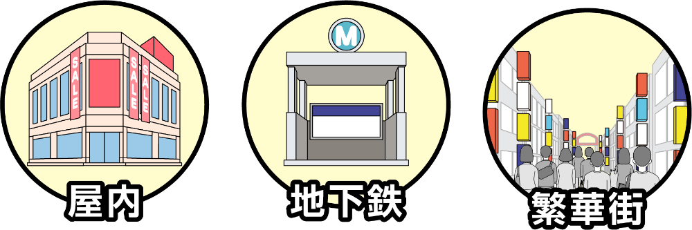 屋内/地下鉄/繁華街でもサクサク繋がるイメージ